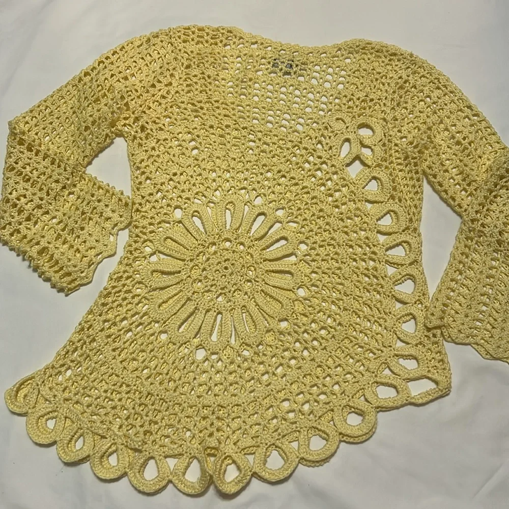 Soft Surroundings Light Yellow Crochet Women's Sweater M - Picture 5 of 5
